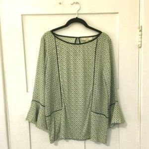 LOFT Black & White Printed 3/4 Sleeve Top (NWOT)